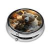 Pill Box with 3 Compartment Small Pill Case for Purse & Pocket Cute Pill Organizer Travel Portable Pillbox Bear Crossing The River Round Pill Container for Vitamins Medication Fish Oil view 2