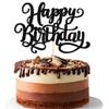 Rsstarxi 1 Pack Happy Birthday Cake Topper Glitter Birthday Sign Cake Pick Decoration for Happy Birthday Theme Boys Girls Baby Shower Birthday Party Cake Decorations Black view 1