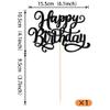 Rsstarxi 1 Pack Happy Birthday Cake Topper Glitter Birthday Sign Cake Pick Decoration for Happy Birthday Theme Boys Girls Baby Shower Birthday Party Cake Decorations Black view 2