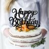 Rsstarxi 1 Pack Happy Birthday Cake Topper Glitter Birthday Sign Cake Pick Decoration for Happy Birthday Theme Boys Girls Baby Shower Birthday Party Cake Decorations Black view 3