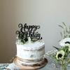 Rsstarxi 1 Pack Happy Birthday Cake Topper Glitter Birthday Sign Cake Pick Decoration for Happy Birthday Theme Boys Girls Baby Shower Birthday Party Cake Decorations Black view 4