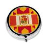 Pill Box with 3 Compartment Small Pill Case for Purse & Pocket Cute Pill Organizer Travel Portable Pillbox Spanish Flag Pattern Round Pill Container for Vitamins Medication Fish Oil view 1