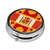 Pill Box with 3 Compartment Small Pill Case for Purse & Pocket Cute Pill Organizer Travel Portable Pillbox Spanish Flag Pattern Round Pill Container for Vitamins Medication Fish Oil view 2