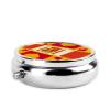 Pill Box with 3 Compartment Small Pill Case for Purse & Pocket Cute Pill Organizer Travel Portable Pillbox Spanish Flag Pattern Round Pill Container for Vitamins Medication Fish Oil view 3