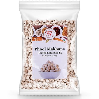TAJ Uncooked Phool Makhana 14oz Bulk Pack | Fox Nut, Popped Lotus Seed