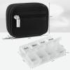 2 Packs Weekly Travel Pill Organizer for Purse with Removable 7 Day Pill Box Premium Neoprene Pill Container for Travel Purse Accessory, Vitamin, Supplement, Small Pieces Arrangement-Black and Cream view 2