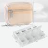 2 Packs Weekly Travel Pill Organizer for Purse with Removable 7 Day Pill Box Premium Neoprene Pill Container for Travel Purse Accessory, Vitamin, Supplement, Small Pieces Arrangement-Black and Cream view 3