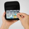 2 Packs Weekly Travel Pill Organizer for Purse with Removable 7 Day Pill Box Premium Neoprene Pill Container for Travel Purse Accessory, Vitamin, Supplement, Small Pieces Arrangement-Black and Cream view 4