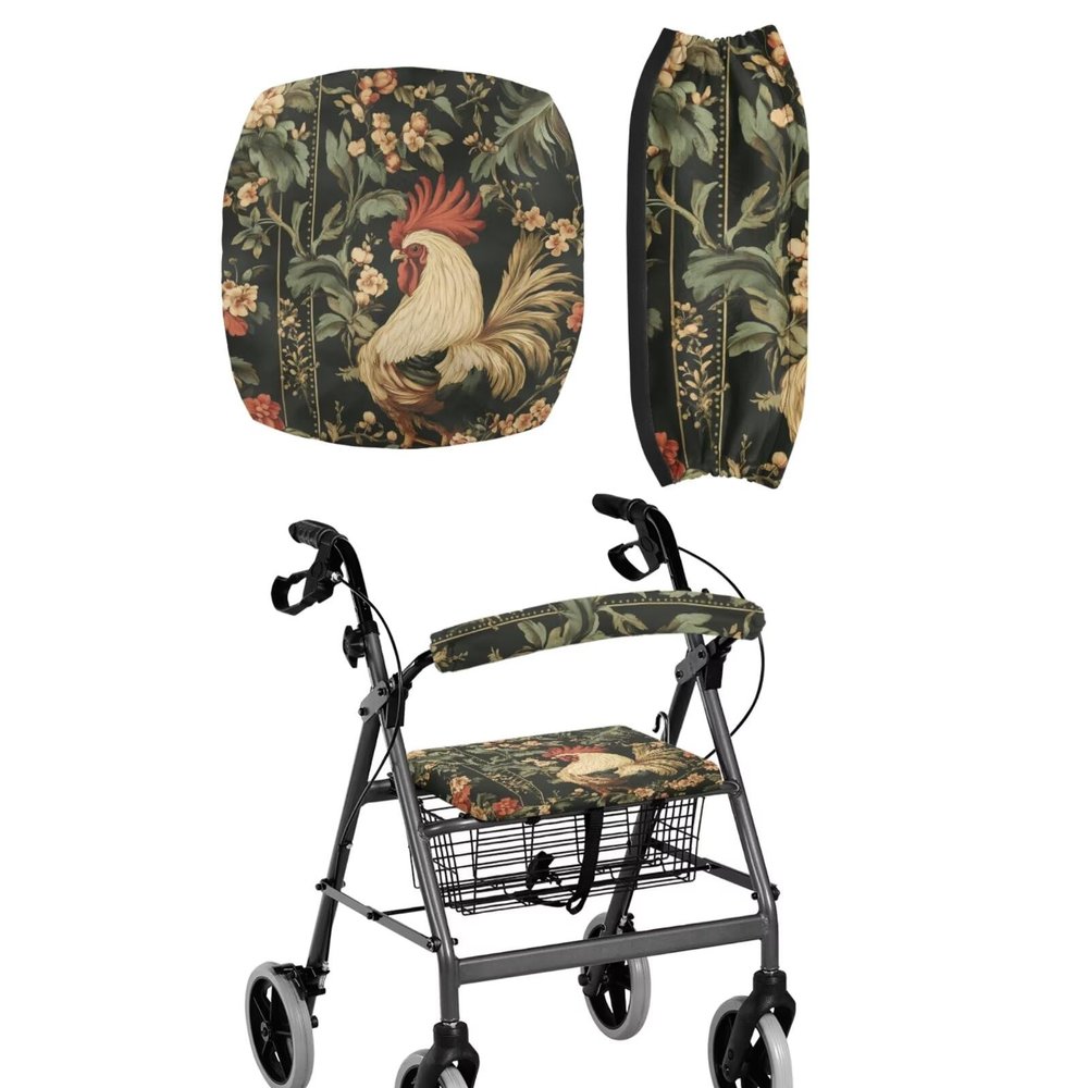 LedBack Walkers, Rollators & Accessories Boho Chicken Walker Decorations Portable Rollator Walker Seat and Backrest Covers