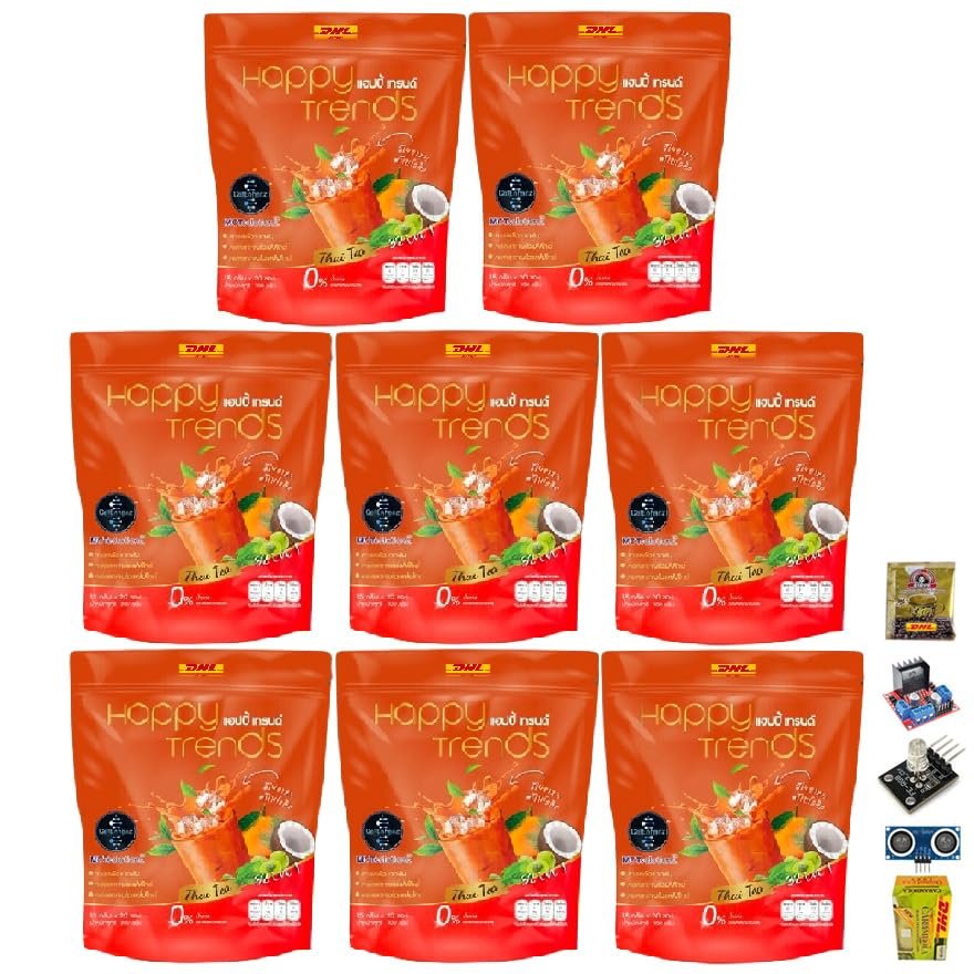 32 in 1 Authentic Thai tea 20 Sachets/Pack Happy Trends Thai Tea Intense Delicious Snack Fruit Mush Mellow Intense Set 8 By Beautygoodshop [Get Free For You Beauty Gifts]