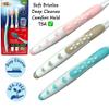 ALAZCO 3pc Soft Toothbrush Deep Cleaning Sensitive Teeth Gum Extra Fine Bristles Ergonomic Non-Slip Comfort Hold Easy Grip Tooth Brush & Caps BPA-Free view 4