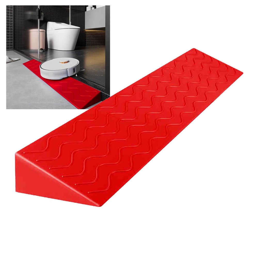 0.4 to 4" Rise Transition Wheelchair Ramp, 660 LBS Capacity Threshold Ramps, Portable Lightweight Plastic Handicap Ramp, for Wheelchair, Stroller, Cuttable(Red,99 * 16 * 7cm/39 * 6 * 2.8in)