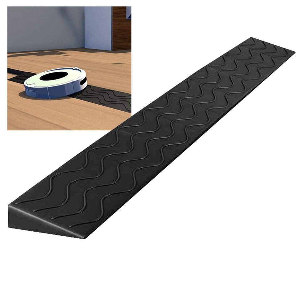 0.4 to 4" Rise Transition Wheelchair Ramp, 660 LBS Capacity Threshold Ramps, Portable Lightweight Plastic Handicap Ramp, for Wheelchair, Stroller, Cuttable(Black,99 * 10 * 3cm/39 * 3 * 1.2in)