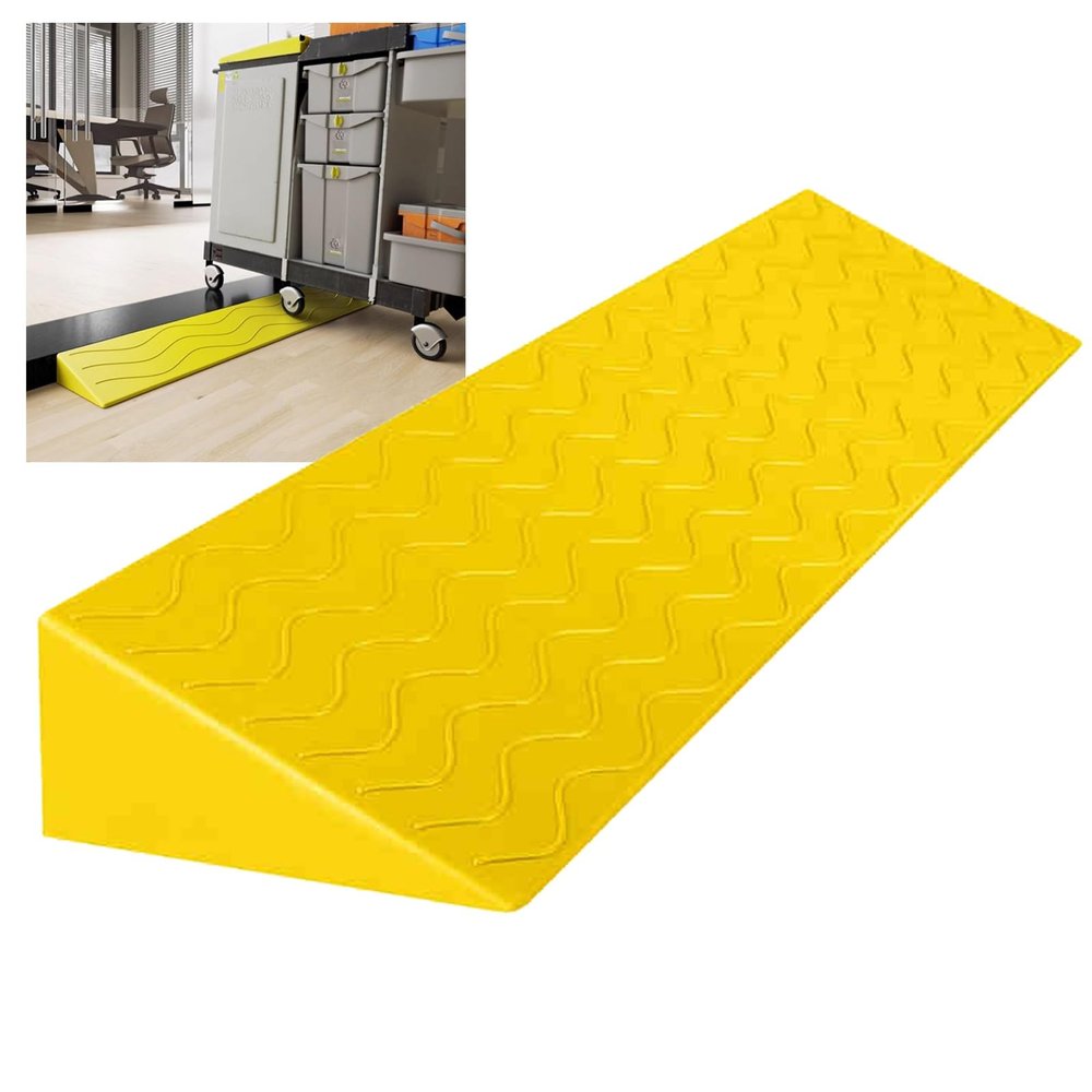 0.4 to 4" Rise Transition Wheelchair Ramp, 660 LBS Capacity Threshold Ramps, Portable Lightweight Plastic Handicap Ramp, for Wheelchair, Stroller, Cuttable(Yellow,99 * 20 * 9cm/39 * 8 * 3.5in)