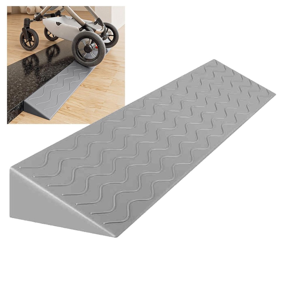 0.4 to 4" Rise Transition Wheelchair Ramp, 660 LBS Capacity Threshold Ramps, Portable Lightweight Plastic Handicap Ramp, for Wheelchair, Stroller, Cuttable(Gray,99 * 18 * 8cm/39 * 7 * 3.1in)