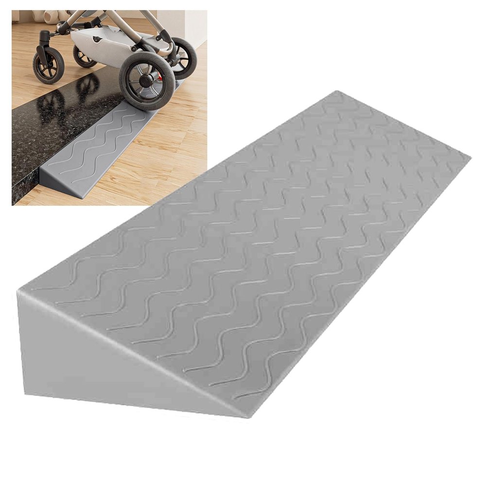 0.4 to 4" Rise Transition Wheelchair Ramp, 660 LBS Capacity Threshold Ramps, Portable Lightweight Plastic Handicap Ramp, for Wheelchair, Stroller, Cuttable(Gray,99 * 22 * 10cm/39 * 9 * 3.9in)