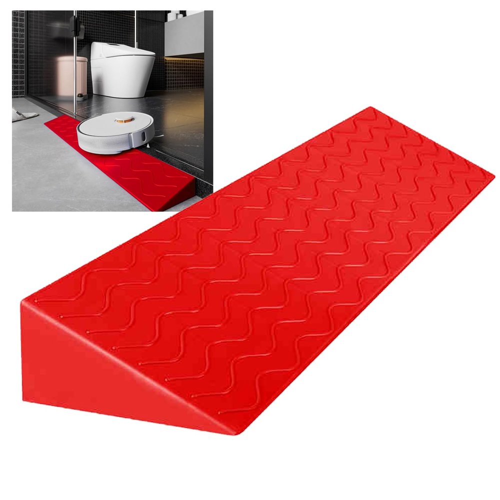 0.4 to 4" Rise Transition Wheelchair Ramp, 660 LBS Capacity Threshold Ramps, Portable Lightweight Plastic Handicap Ramp, for Wheelchair, Stroller, Cuttable(Red,99 * 20 * 9cm/39 * 8 * 3.5in)