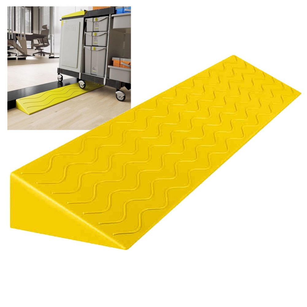 0.4 to 4" Rise Transition Wheelchair Ramp, 660 LBS Capacity Threshold Ramps, Portable Lightweight Plastic Handicap Ramp, for Wheelchair, Stroller, Cuttable(Yellow,99 * 18 * 8cm/39 * 7 * 3.1in)