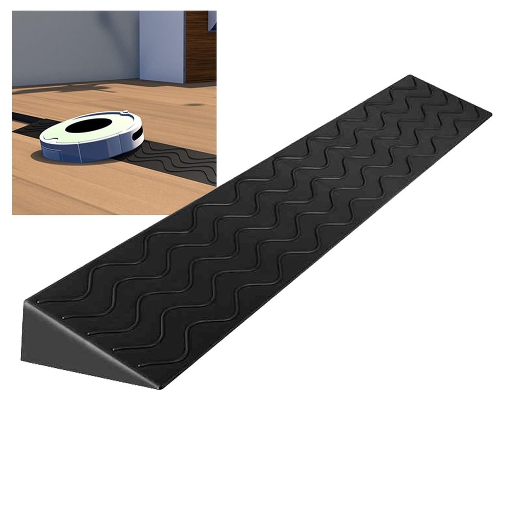 0.4 to 4" Rise Transition Wheelchair Ramp, 660 LBS Capacity Threshold Ramps, Portable Lightweight Plastic Handicap Ramp, for Wheelchair, Stroller, Cuttable(Black,99 * 13 * 6cm/39 * 5 * 2.4in)