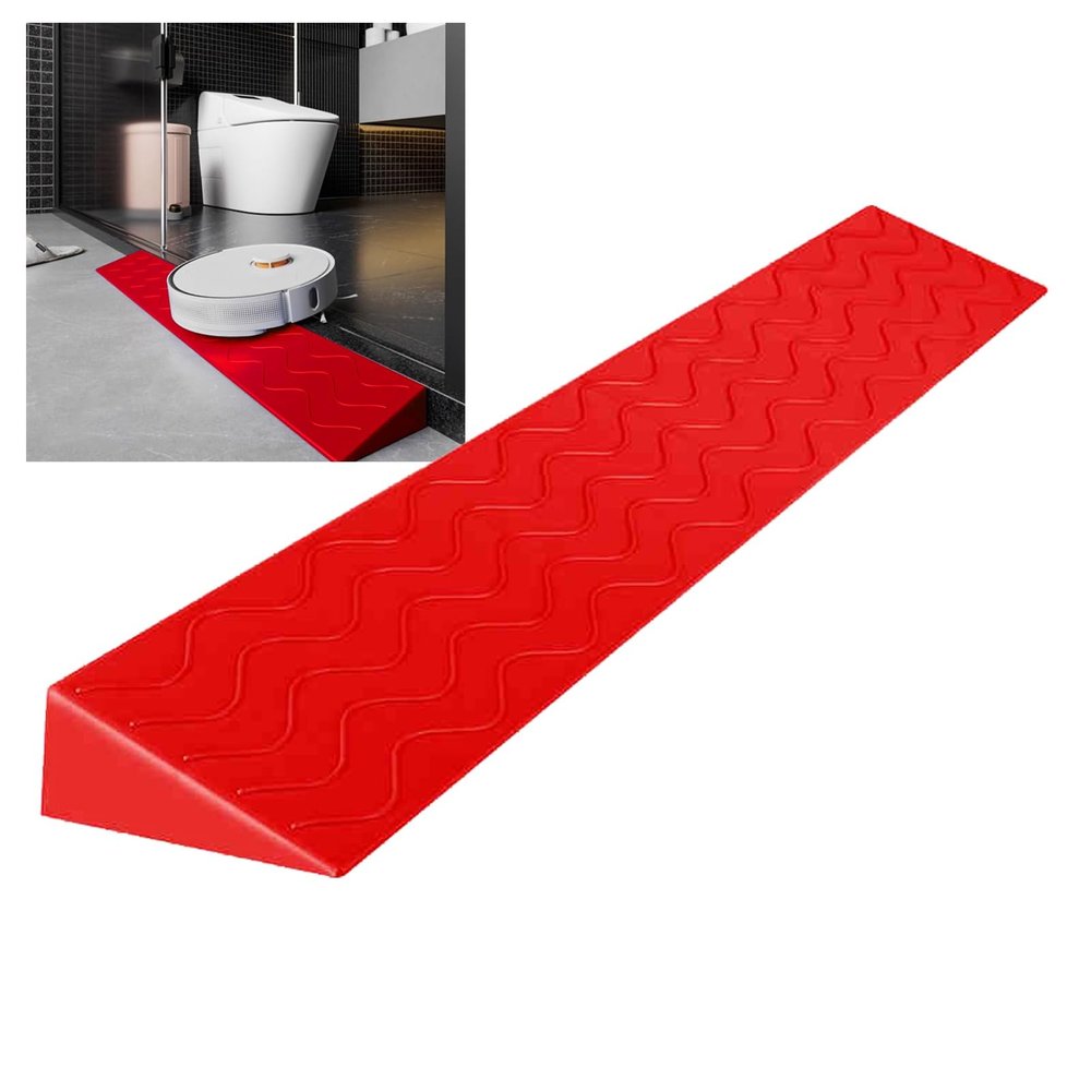 0.4 to 4" Rise Transition Wheelchair Ramp, 660 LBS Capacity Threshold Ramps, Portable Lightweight Plastic Handicap Ramp, for Wheelchair, Stroller, Cuttable(Red,99 * 13 * 6cm/39 * 5 * 2.4in)