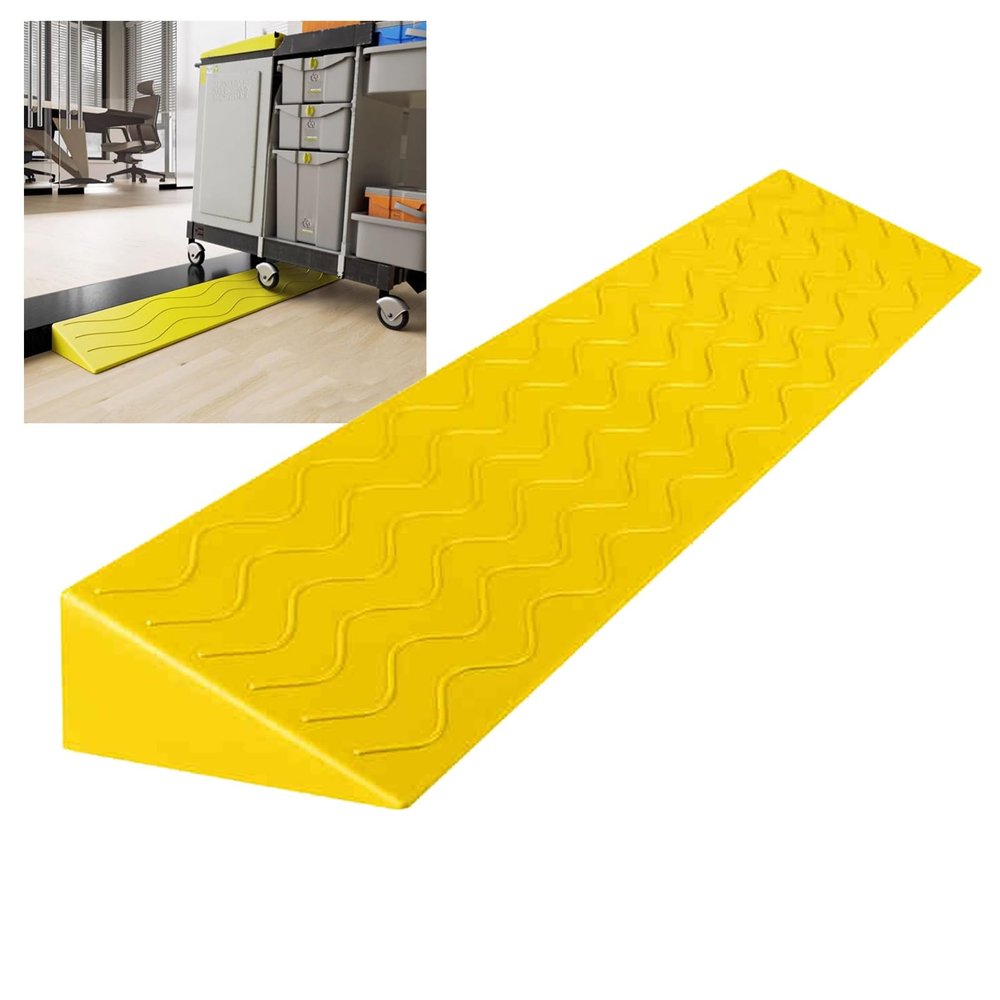 0.4 to 4" Rise Transition Wheelchair Ramp, 660 LBS Capacity Threshold Ramps, Portable Lightweight Plastic Handicap Ramp, for Wheelchair, Stroller, Cuttable(Yellow,99 * 16 * 7cm/39 * 6 * 2.8in)