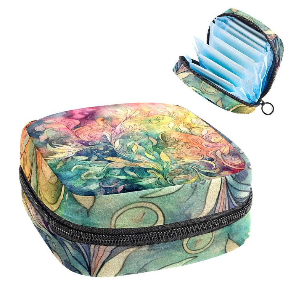 Abstract Artistic Mysterious Swirls Menstrual Pad Purse for School, Tampons Collect Pouch for Women Girls, Soft Sanitary Napkin Disposal Bags