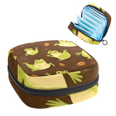 Funny Cute Frogs Menstrual Pad Purse for School, Tampons Collect Pouch for Women Girls, Soft Sanitary Napkin Disposal Bags