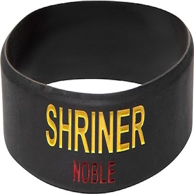 Shriner Noble Solid Silicone Wristband [Pack of 4 - Black - 8"] - ID#68218