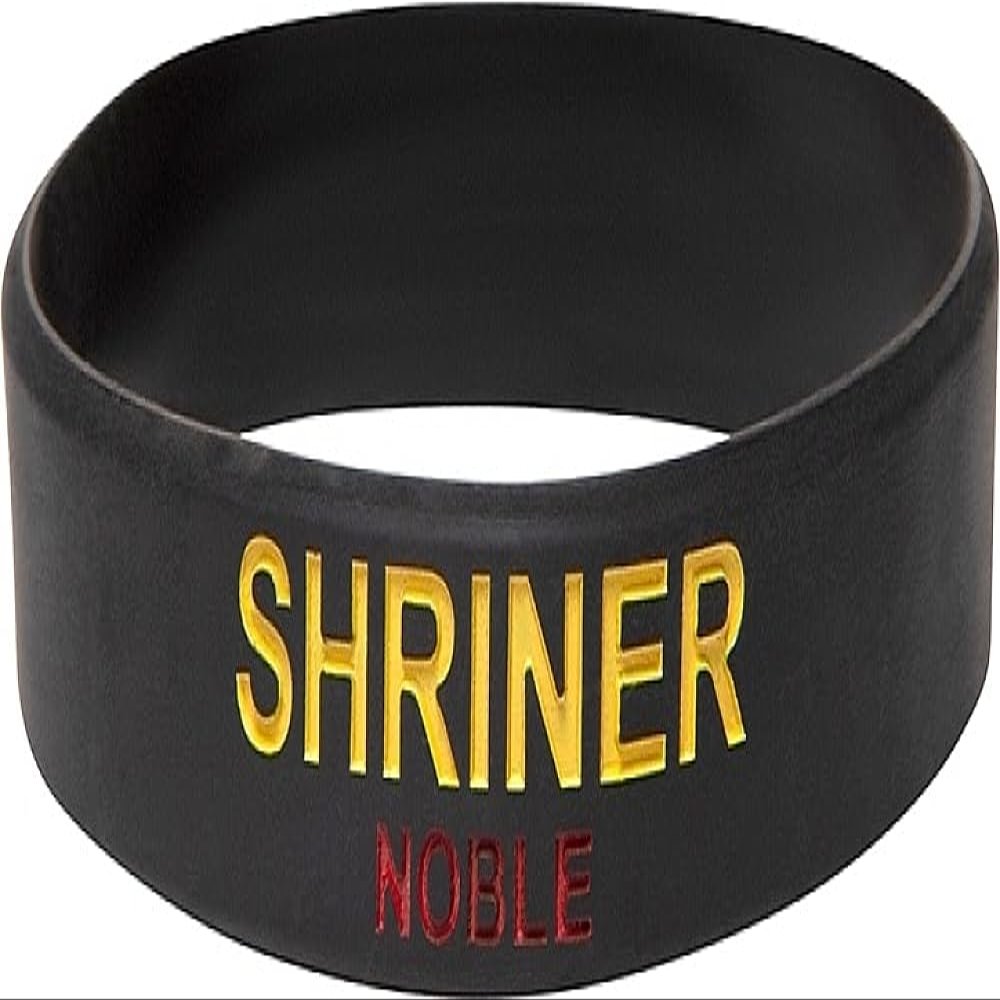 Shriner Noble Solid Silicone Wristband [Pack of 4 - Black - 8"] - ID#68218