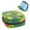 Tampons Holder for Purse, Portable Feminine Menstruation Pad Holder, Cartoon Playful Frogs with Flowers Cute Sanitary Napkin Storage Bag for Women view 1