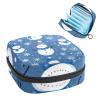 Portable Menstrual Pad Bags, Large Capacity Sanitary Napkin Storage Bag, First Period Kit for Girls Women, Zipper Nursing Pad Holder Merry Christmas Snowman Blue view 1