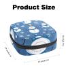 Portable Menstrual Pad Bags, Large Capacity Sanitary Napkin Storage Bag, First Period Kit for Girls Women, Zipper Nursing Pad Holder Merry Christmas Snowman Blue view 2