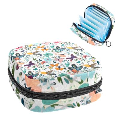 Aesthetic Butterflies Menstrual Pad Purse for School, Tampons Collect Pouch for Women Girls, Soft Sanitary Napkin Disposal Bags