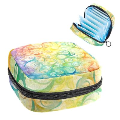 Sanitary Napkin Storage Bag for Women Cute, Feminine Menstruation Pad Holder for Period, Portable Zipper Menstrual Pad Bags Mysterious Watercolor Swirls Texture