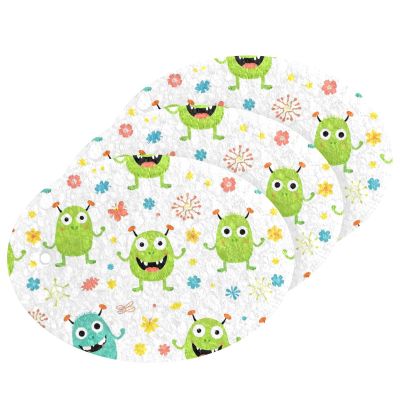 Hezely Zero Scratch Scrub Sponges, 3 Kitchen Sponges for Washing Dishes and Cleaning The Kitchen and Bath, Cleaning Power for Everyday Jobs,Green Monsters Pattern(3 Count)