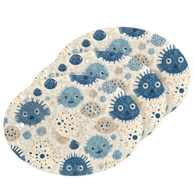 Hezely Zero Scratch Scrub Sponges, 3 Kitchen Sponges for Washing Dishes and Cleaning The Kitchen and Bath, Cleaning Power for Everyday Jobs,Blue Globefish (3 Count)