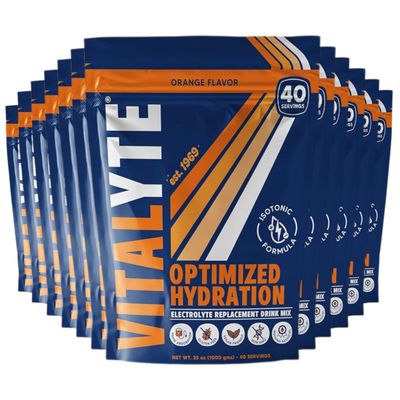 Vitalyte Electrolyte Powder Drink Mix, Isotonic Electrolyte Hydration Mix, Bulk Case Pack (12 Pack, Orange)