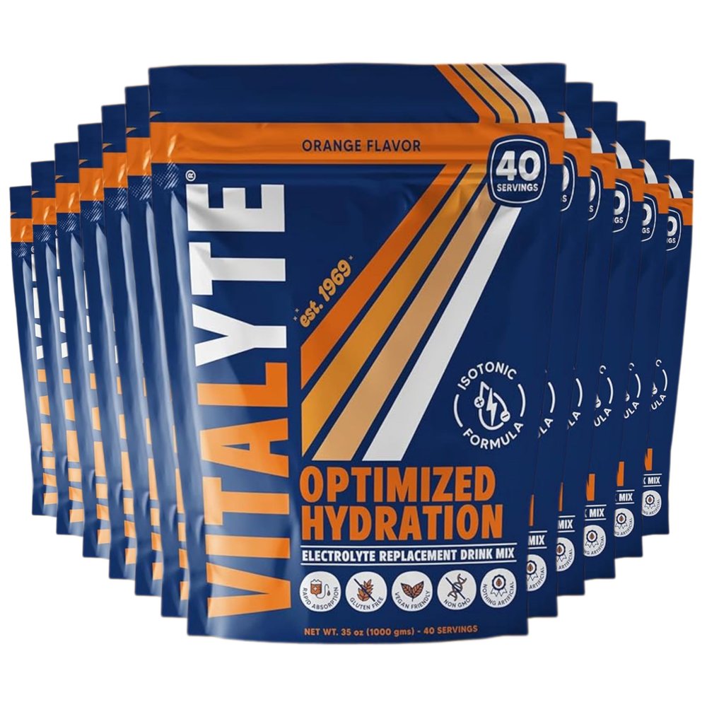Vitalyte Electrolyte Powder Drink Mix, Isotonic Electrolyte Hydration Mix, Bulk Case Pack (12 Pack, Orange)