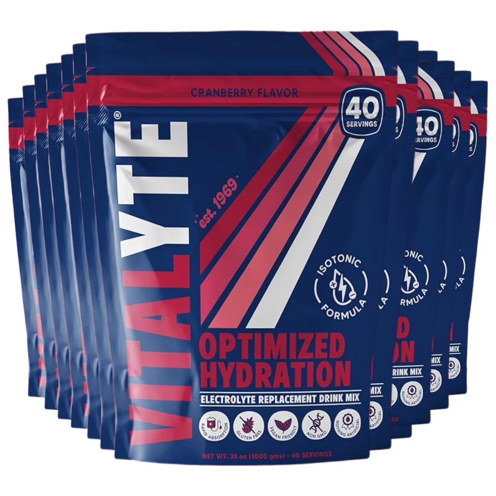 Vitalyte Electrolyte Powder Drink Mix, Isotonic Electrolyte Hydration Mix, Bulk Case Pack (12 Pack, Cranberry Frost)