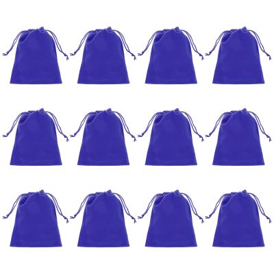 PATIKIL Velvet Gift Bags, 12 Pack 4 x 5 Inch Velvet Drawstring Bag Jewelry Pouch Gift Packaging Bag for Wedding Favor Party Birthday Festivals Blue