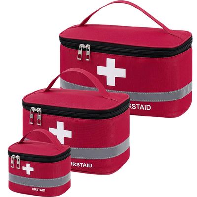 3PCS Travel Empty First Aid Kit Pouch Bag - Travel Medicine Bag Case Organizer with Handle - Empty Medical Supplies Organizer Bag Portable Travel Medicine Pouch for Home Office Car Outdoor
