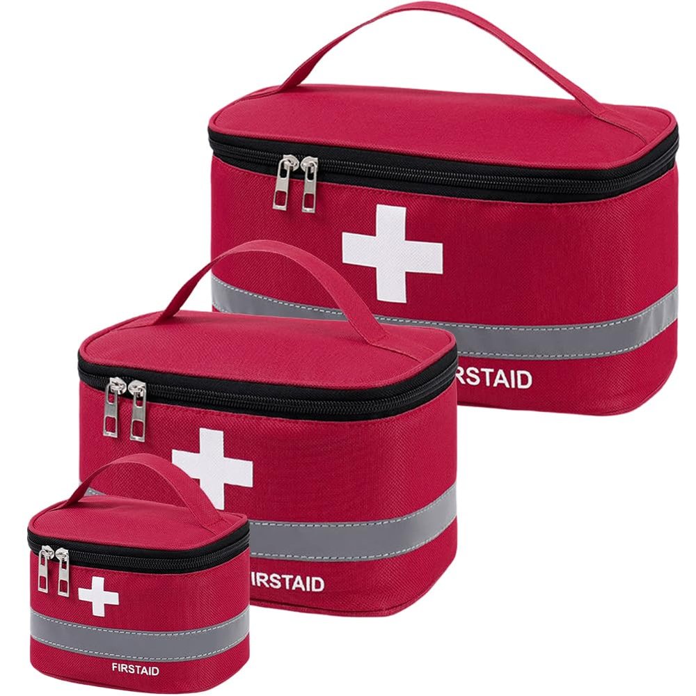 3PCS Travel Empty First Aid Kit Pouch Bag - Travel Medicine Bag Case Organizer with Handle - Empty Medical Supplies Organizer Bag Portable Travel Medicine Pouch for Home Office Car Outdoor
