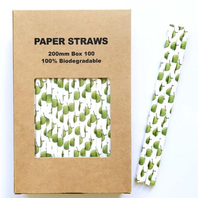 100 pcs Fruit Paper Straws Bulk, Summer Green Coconut Drinking Straws, Tropical Beach Island Tiki Hawaiian Picnic BBQ Pool Luau Party Cute Beverage Cocktail Disposable Bar Cake Pop Sticks (Coconut)
