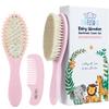 FUNFUSHKA Baby Hair Brush Set for Newborns - Baby Brush and Comb Set - Ultra Soft Goat Hair Bristles, Perfect for Cradle Cap, Newborn Showers & Registries Gift, Comb Brush for Girls & Boys (Rosa) view 1