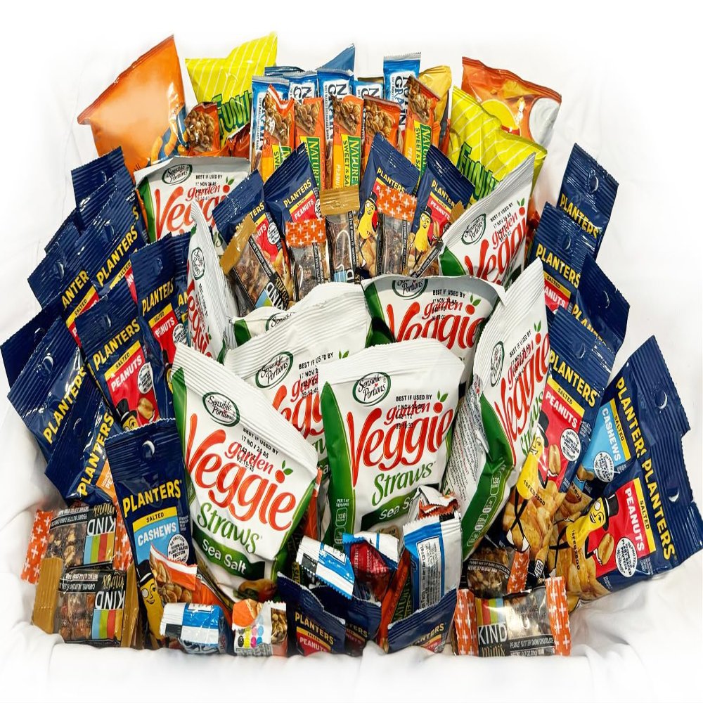 Mixed Snack Box (150 pieces), Assortment of Healthy Snacks for Large Office: for Staff, Team, Client Meetings, and Training sessions. Snacks variety pack.