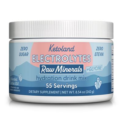 Ketoland Raw Minerals + Glycine | Unflavored Keto Electrolytes Powder | No Sugar, Stevia, or Fillers