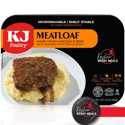 KJ Poultry Kosher Ready Meals - Meatloaf & Mashed Potato, MRE Meals Ready to Eat (1 Pack) Prepared Entree Fully Cooked, Shelf Stable Microwave Dinner Travel, Military, Camping, Emergency Survival