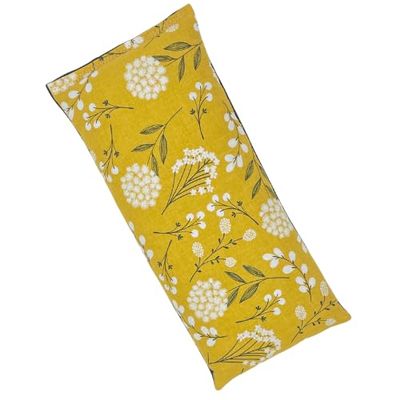Yoga Eye Pillow, Lavender Microwave Heating Pad Hot & Cold Pack Eye Pillow Aromatherapy Gift, Microwavable, Scented or Unscented, 9" x 4" (Mustard Floral, No Added Herbs)