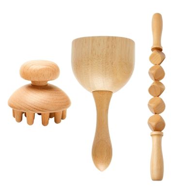 Anti Cellulite Wood Therapy Massage Tools Wooden Massager Roller Gua Sha Cup Maderoterapia Kit Lymphatic Drainage(Style j)