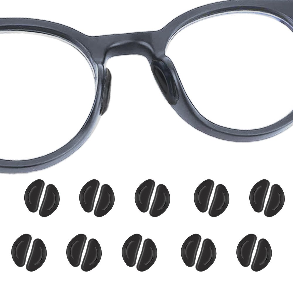 10 Pair Black Silicone Eyeglass Nose Pads, 1mm Thin Adhesive Nose Pads for Glasses, Eye Glasses Nose Pads Non Slip, Anti Slip Glasses Nose Grips, Keep Glasses Sunglasses from Sliding Accessory